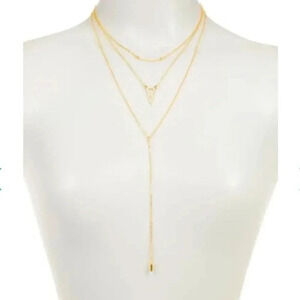 Layered Cubic Zirconia Bar‎ & Triangle Y Necklace